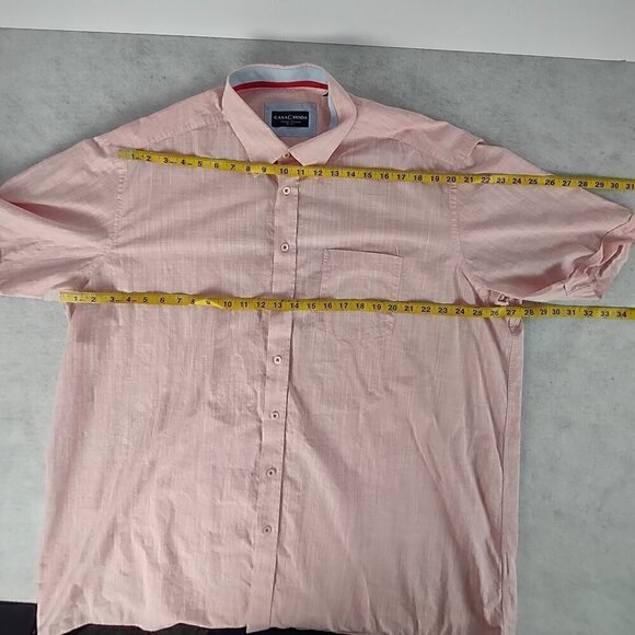 Casa Moda 100% Cotton Pink Pattern Short Sleeve Casual Fit Button Down Size 3XL - Picture 7 of 12